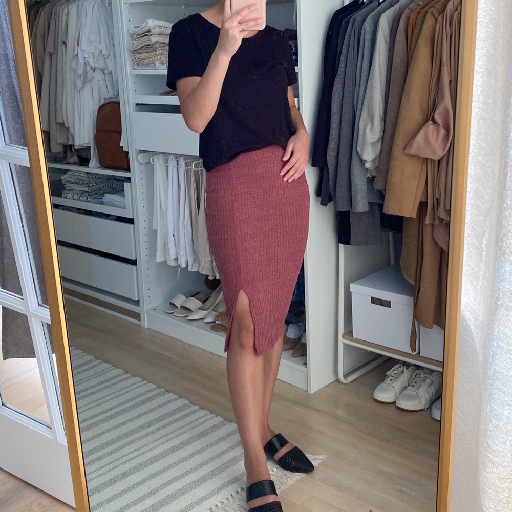Shein Ribbed Skirt with Slit